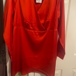 Forever 21 red satin dress size ox NWT